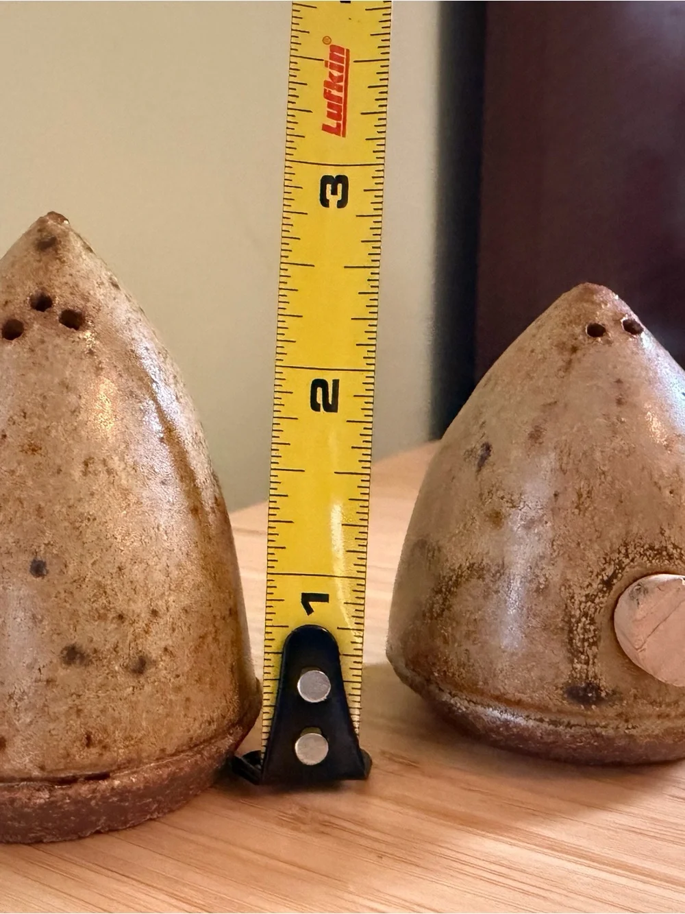 Adorable Little Handmade Pottery Salt and Pepper Shakers in Speckled Olive